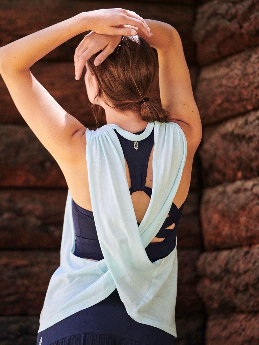 FP Movement No Sweat Tank Criss Cross Open Back Tank Size L Color Locust